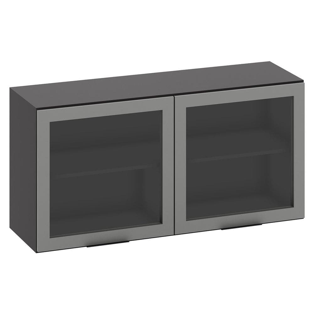 Armário Aéreo 120cm 2 Portas de Vidro Grace Grafite Z44 - Mpozenato