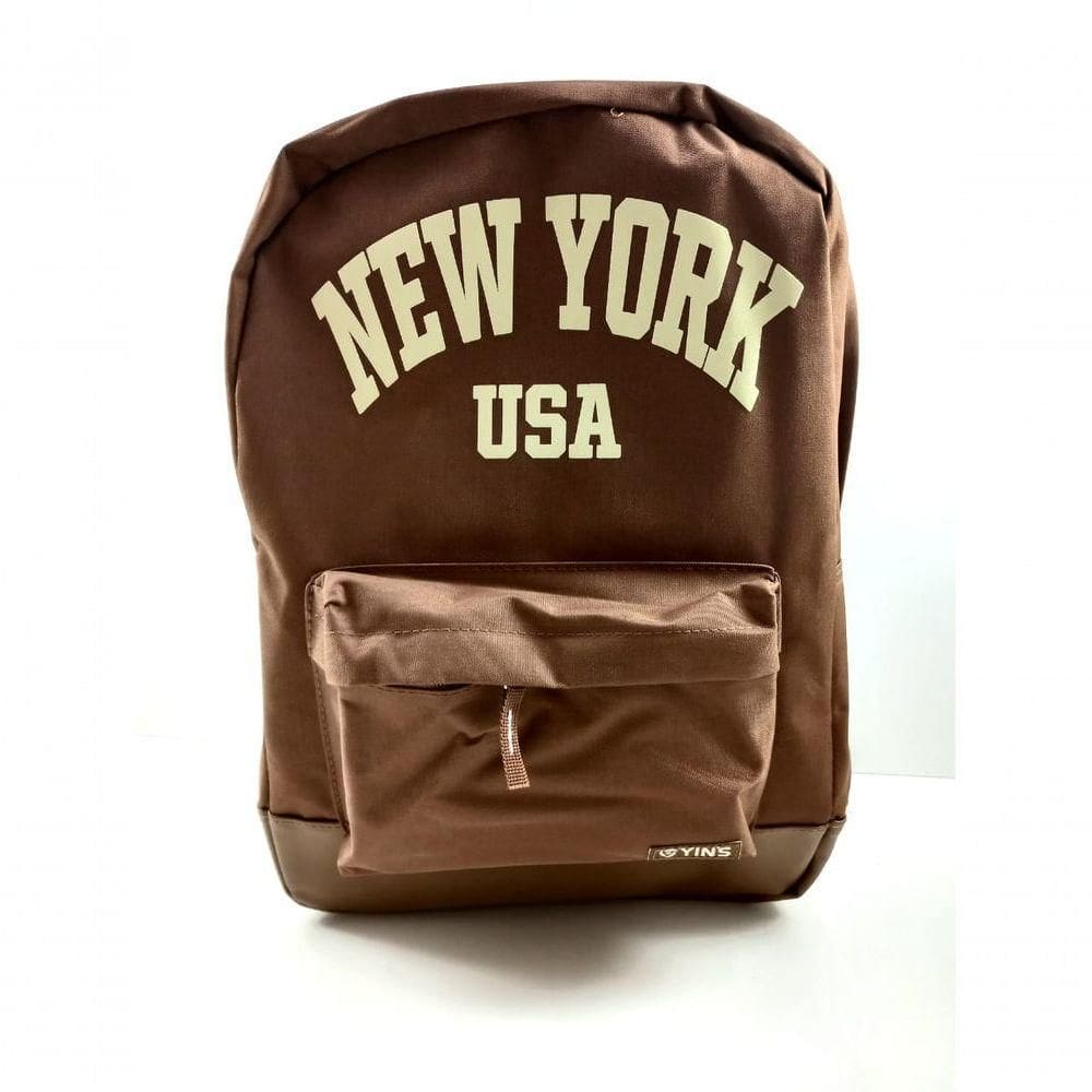 Mochila Casual Yins New York Usa Em Poliéster + Poluretano - Ys29398 Tamanho Unico Cor Marrom
