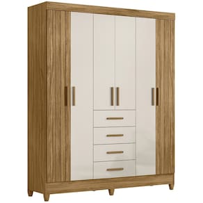 Guarda Roupa Casal 165cm 6 Portas Khani Freijó/Off Z17 - Mpozenato