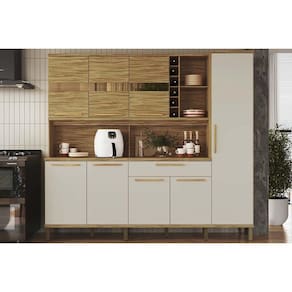 Kit de Cozinha Compacta Touriga c/ 8 Portas e 1 Gaveta 180cm Amendoa/Off White - Ronipa