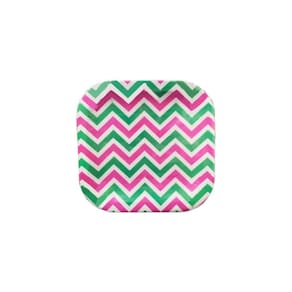 Prato Quadrado Casual Line Pink Turquesa 18Cm Com 8 Un