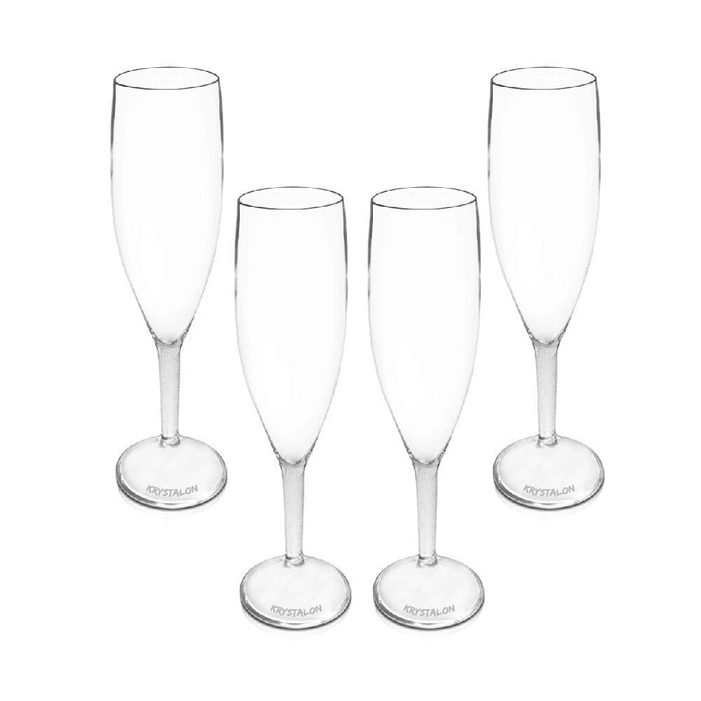 Kit 4 Taças Champanhe 170Ml Transparentes Acrílico Ps