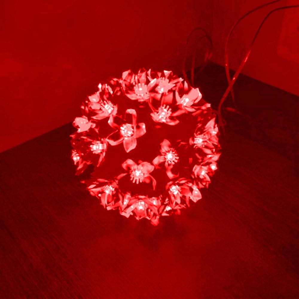 Globo Lampadas Luzes De Led Flor Bola Natal Decoração Tomada Cor:Vermelho