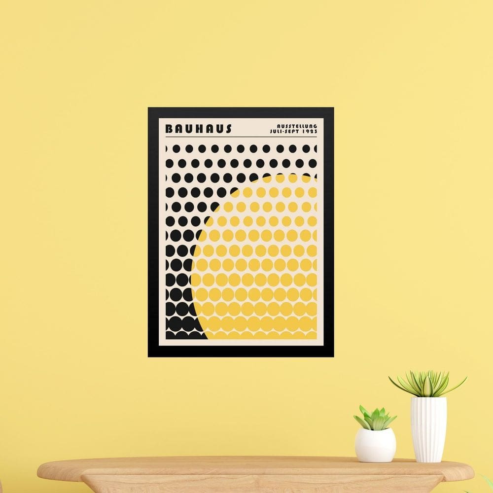 Quadro Bauhaus Amarelo E Preto - Solar Mesh 24X18Cm