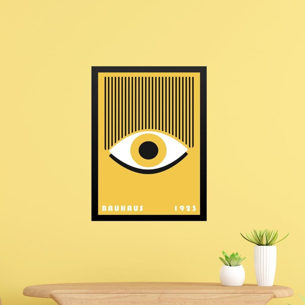 Quadro Bauhaus Amarelo - Olho Cílios 33X24Cm