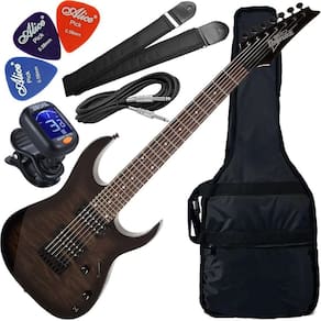 Kit Guitarra Ibanez Grg-7221 Qa Hh 7 Cordas Black Tks Gx01