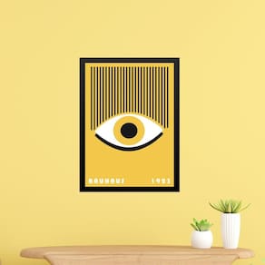 Quadro Bauhaus Amarelo - Olho Cílios 45X34Cm