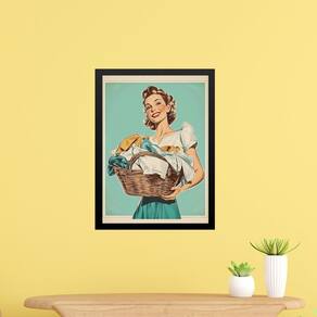 Quadro Decorativo Lavanderia Retrô Pin Up Girl 45X34Cm