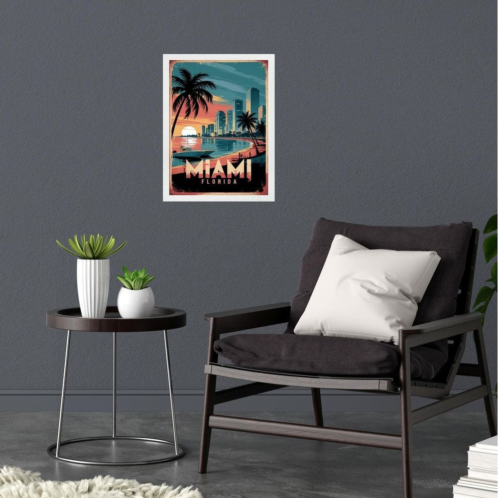 Quadro Decorativo Miami Florida 24X18Cm