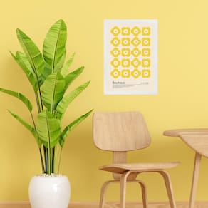 Quadro Bauhaus Amarelo - Flores 45X34Cm