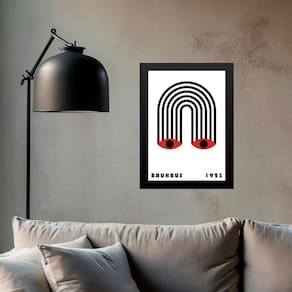 Quadro Bauhaus Preto E Vermelho - Olhos Arco Íris 24X18Cm