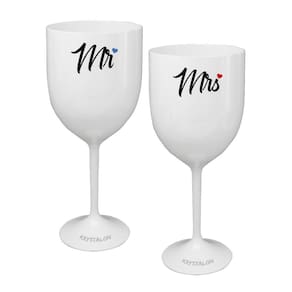 Kit 2 Taças Vinho Mr&Mrs Acrílico - Para Dia Dos Namorados