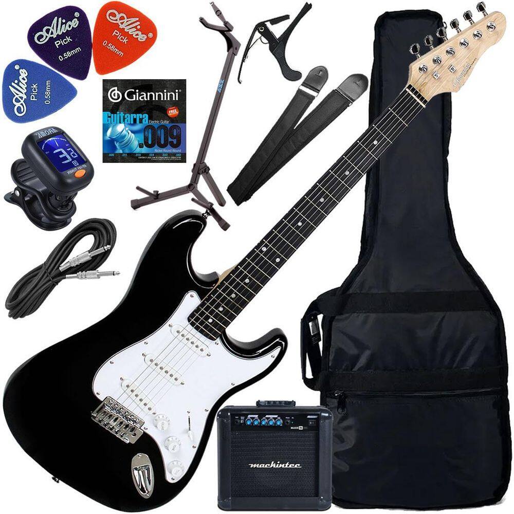 Kit Guitarra Elétrica Strato Giannini G100 Bk/Wh Preto Gx03