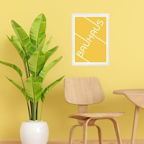 Quadro Bauhaus Amarelo - Tipografia 45X34Cm