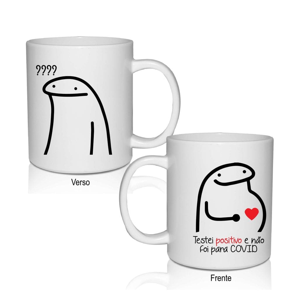 Caneca 300 Ml Policarbonato Branca Namorados Flork Positivo