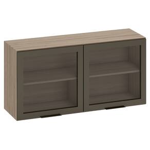 Armário Aéreo 120cm 2 Portas de Vidro Grace Carvalho Oak Z44 - Mpozenato