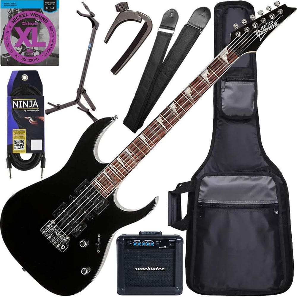 Kit Guitarra Ibanez Gio Grg-170Dx Hsh Black Night Bkn Gx04