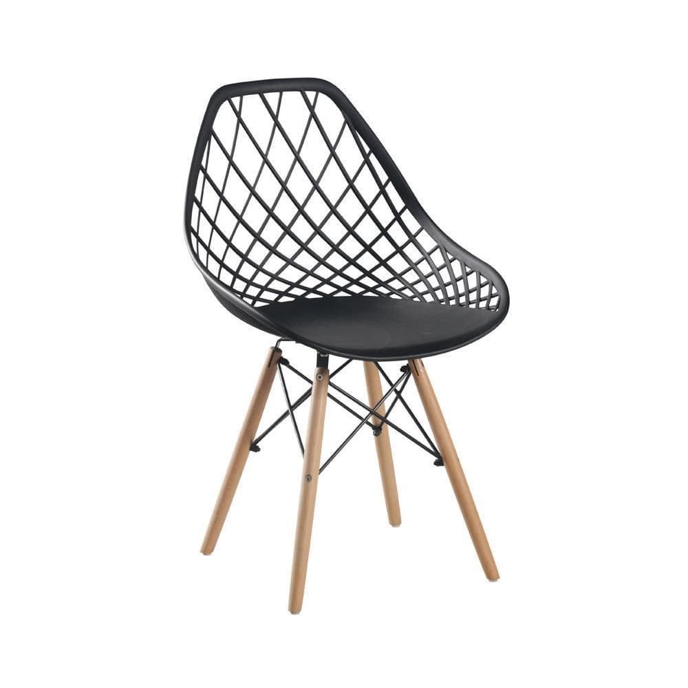 Cadeira De Jantar Cloe Preta Base Madeira Rivatti Kit 2 Unid