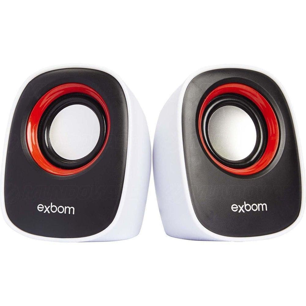 Caixa De Som 2.0 5W Rms Branca E Vermelha Exbom Cs-89