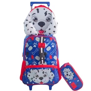 Kit Mochila Rodinha Lancheira Estojo Patrulha Canina Azul Yepp