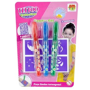 Tatto Collection 3 Canetas Gel E Adesivos - Dm Toys