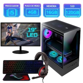 Pc Gamer Completo Intel Core I5 16gb Ssd 120gb Placa Video 4gb Controle Fans Rgb