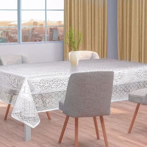 Toalha De Mesa Renda 06L Branca+Cascata Renda Rosas