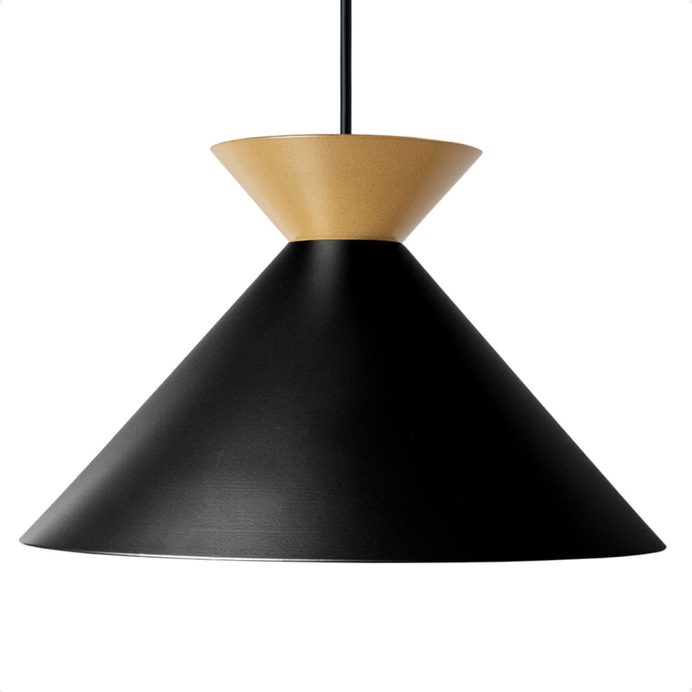 Lustre Pendente Blumenau Guto Minimalista E27 Bivolt Preto com Dourado