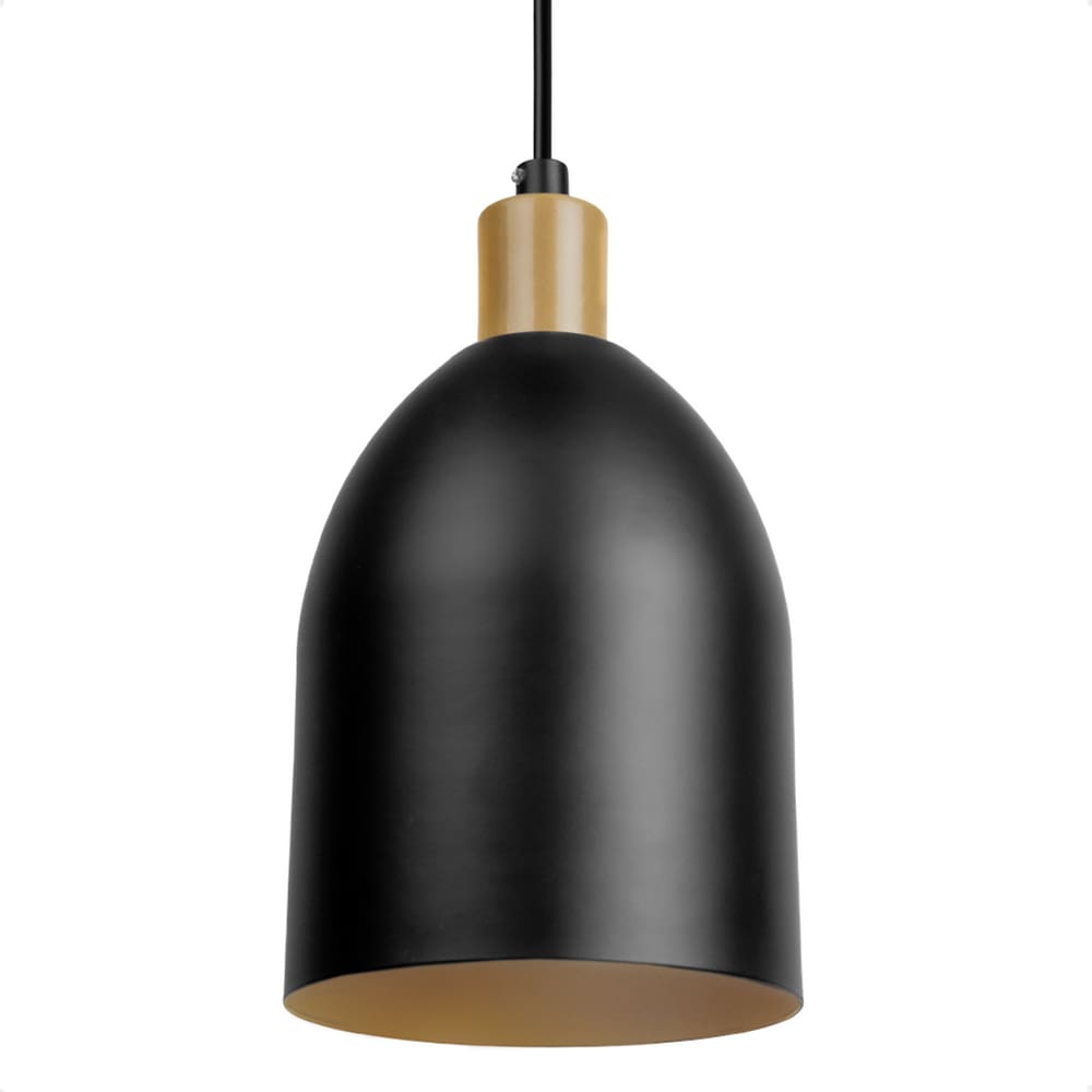 Lustre Pendente Blumenau Mila Minimalista E27 Bivolt Preto com Dourado