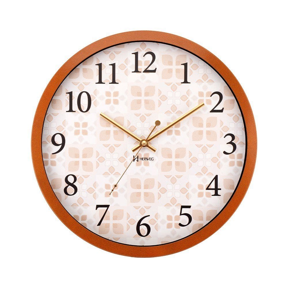 Relógio de Parede em Alumínio Laranja Herweg 6739