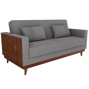 Sofa Cama 2 Lugares 203 cm Esther Boucle Cinza Corino Whisk Milani Store