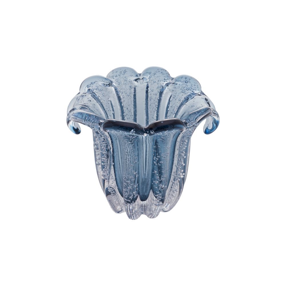 VASO DE VIDRO ITALY AZUL 13cm x 11cm x 10cm