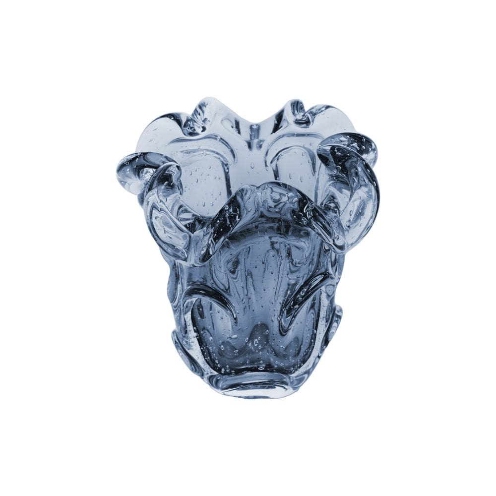 VASO DE VIDRO ITALY AZUL 13cm x 14,5cm