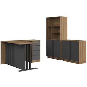 Conjunto Para Escritorio Office 3 Peças CM4080 Mell Grafite FAEM