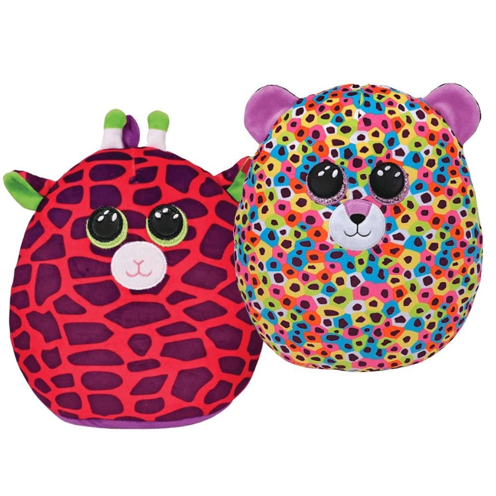 Kit Pelúcia Squish Leopardo Giselle e Girafa Gilbert