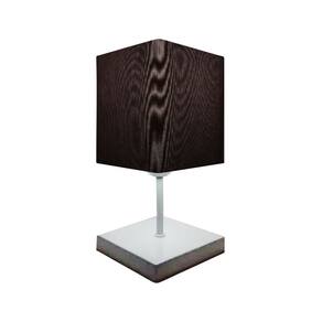 Abajur Quadrado de Mesa Md-2008 Base Branco Cúpula em Tecido 15/13x13cm Preto - Bivolt