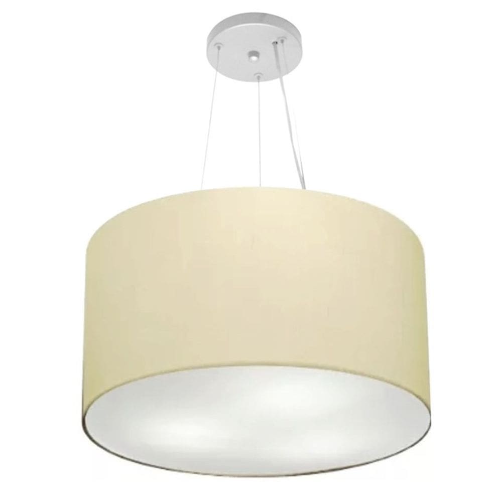 Lustre Pendente Cilíndrico Md-4187 Cúpula em Tecido 45x30cm Algodão Crú - Bivolt