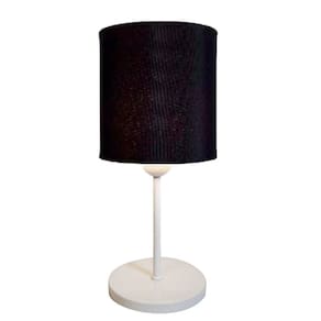 Abajur de Mesa Md-2010 Base Branco Cúpula em Tecido Cilindrica 14x15cm Preto - Bivolt