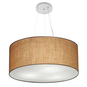 Lustre Pendente Cilíndrico Md-4188 Cúpula em Tecido 50x25cm Palha - Bivolt