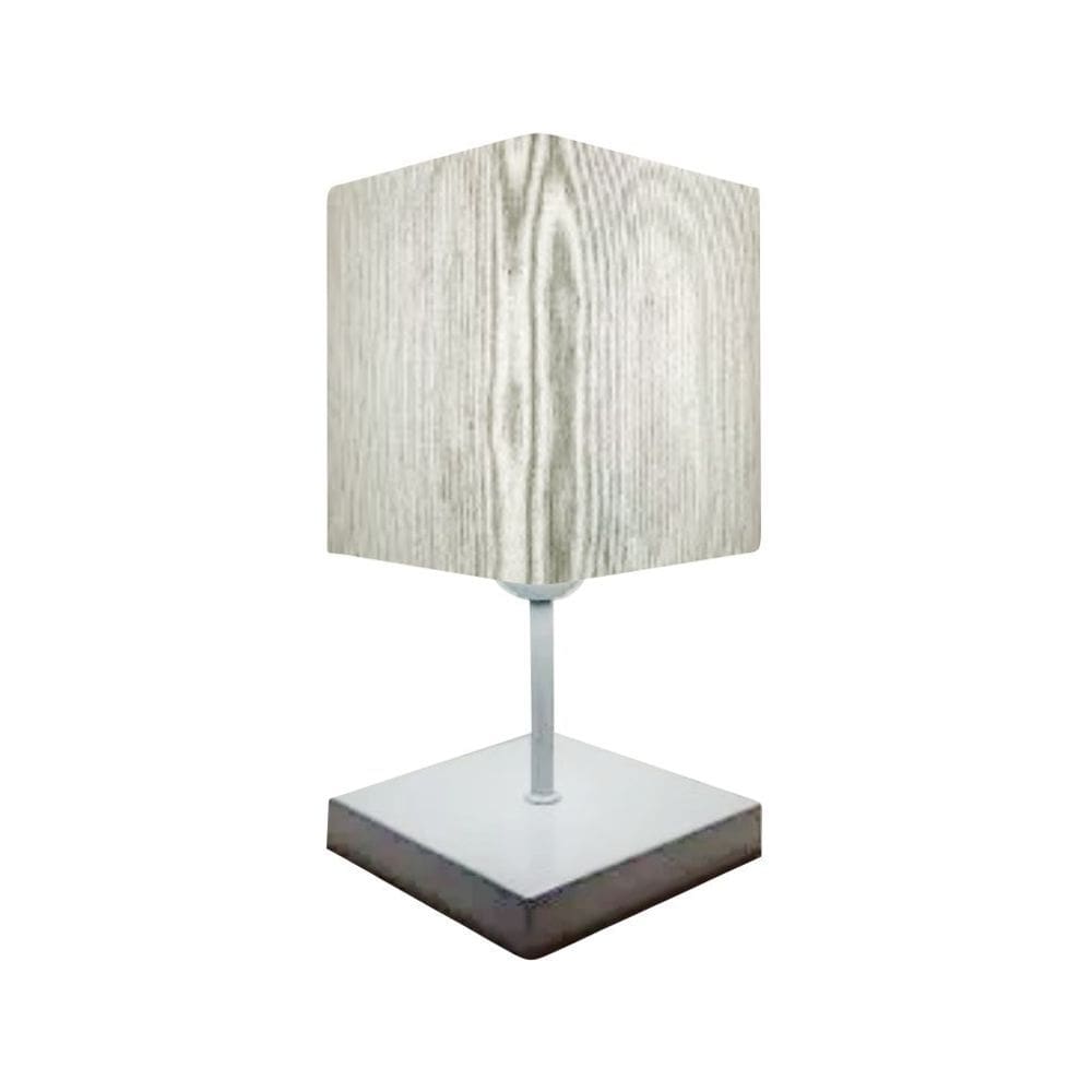 Abajur Quadrado de Mesa Md-2008 Base Branco Cúpula em Tecido 15/13x13cm Branco - Bivolt