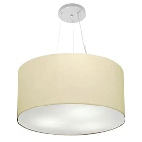 Lustre Pendente Cilíndrico Md-4189 Cúpula em Tecido 50x30cm Algodão Crú - Bivolt