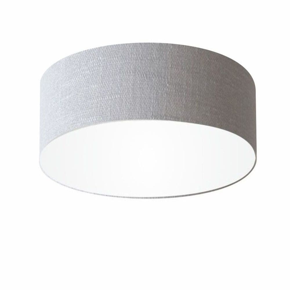 Plafon Cilíndrico Md-3047 Cúpula em Tecido 45x15cm Rustico Cinza - Bivolt