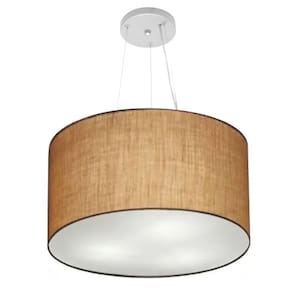 Lustre Pendente Cilíndrico Md-4187 Cúpula em Tecido 45x30cm Palha - Bivolt