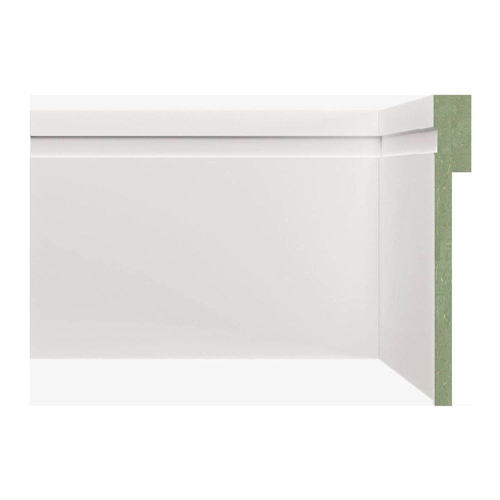 Rodapé de MDF Frisado de Sobrepor 12cm x 1,80m Rende 1,8 Moldufama 1202 Branco