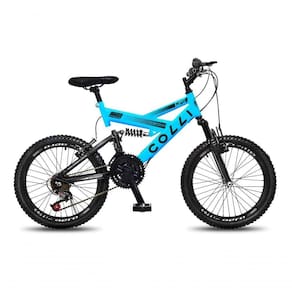 Bicicleta Gps Aro 20 Dupla Suspensão 21 Marchas Colli Azul Claro