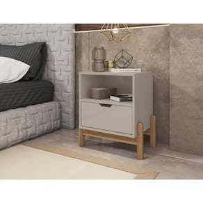 Mesa De Cabeceira C/ Nicho E Gaveteiro Porta Itens Antares Off White