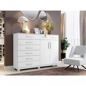 Cômoda New Triunfo 8 Gavetas 2 Portas Benetil Branco
