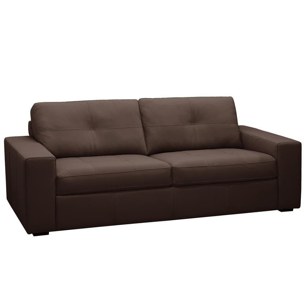 Sofá 3 Lugares Para Sala De Estar Living 205cm Vienne L06 Couro Marrom Café - Lyam Decor