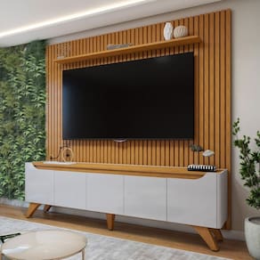 Rack com Painel para TV Até 75 Polegadas Grécia Paris 4 Portas 1 Gaveta Off White/Naturallle - Mavaular