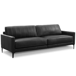 Sofá 3 Lugares Para Sala Living Industrial 220cm Evo L06 Couro Preto - Lyam Decor